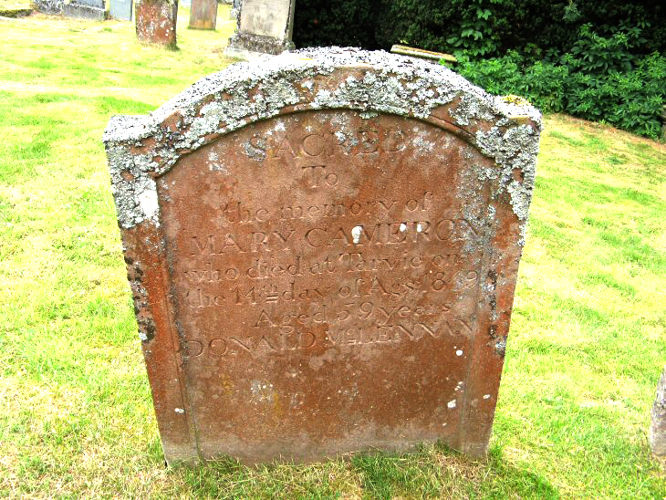 Photo of headstones/Mary Cameron d1949 wife of Donald MacLenan hdstn Garve Old